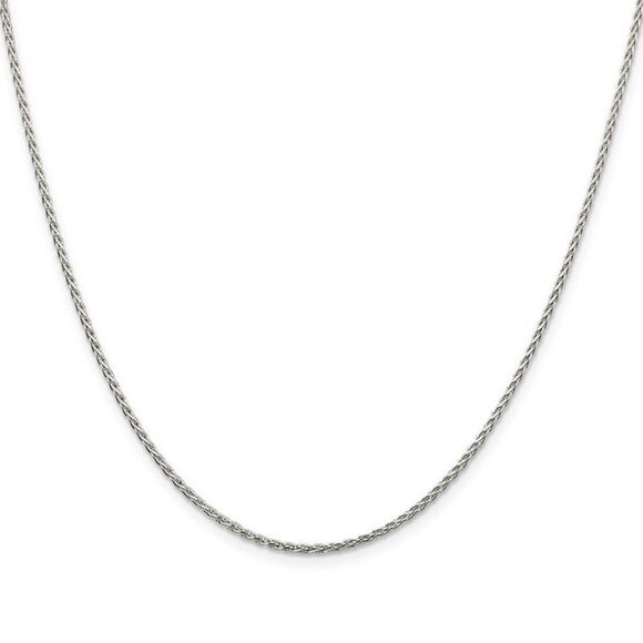 1.5mm Rhodium Plated Sterling Silver Spiga Chain Necklace, 18-20 Inch - Picture 4 of 8